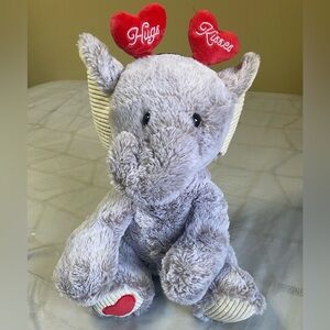 Gray Elephant Plush with Heart Antennae